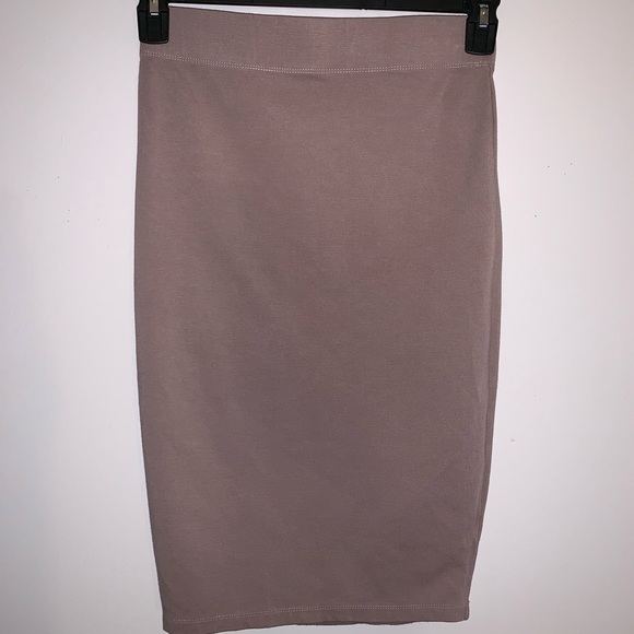 Revamped | Mid-Waist Tan Pencil Skirt - Picture 6 of 8
